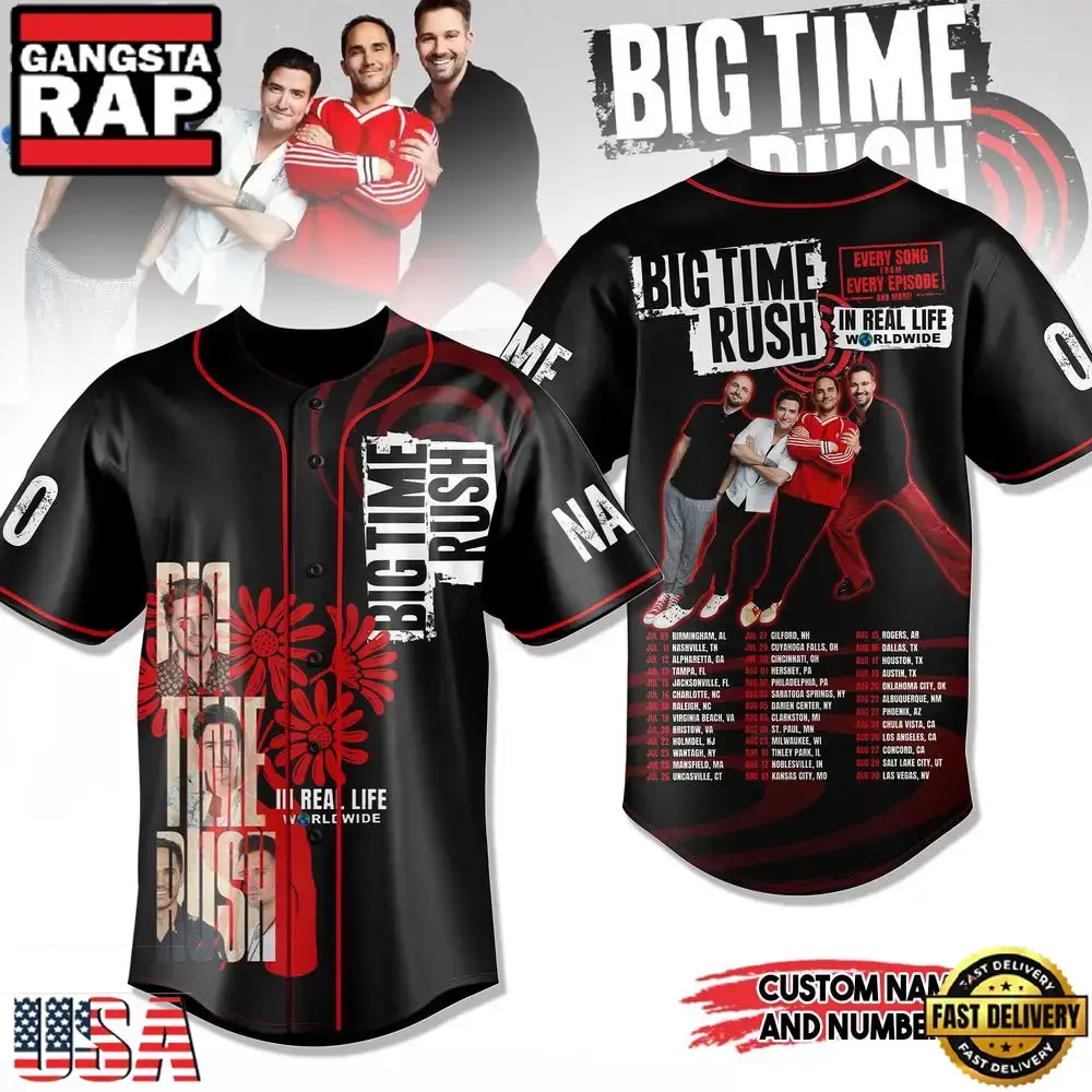 Big Time Rush In Real Life Worldwide Tour Limited Premium Edition Baseball Jersey Image