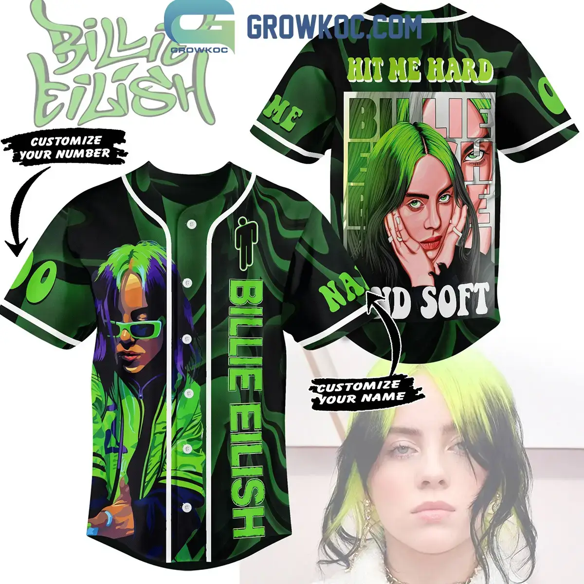 Billie Eilish Hit Me Hard And Soft Personalized Baseball Jersey Image