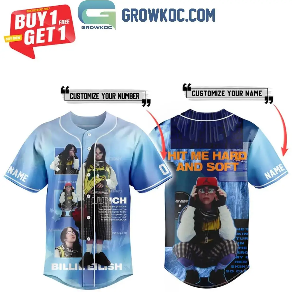 Billie Eilish Lunch With Hit Me Hard And Soft 2024 Personalized Baseball Jersey Image