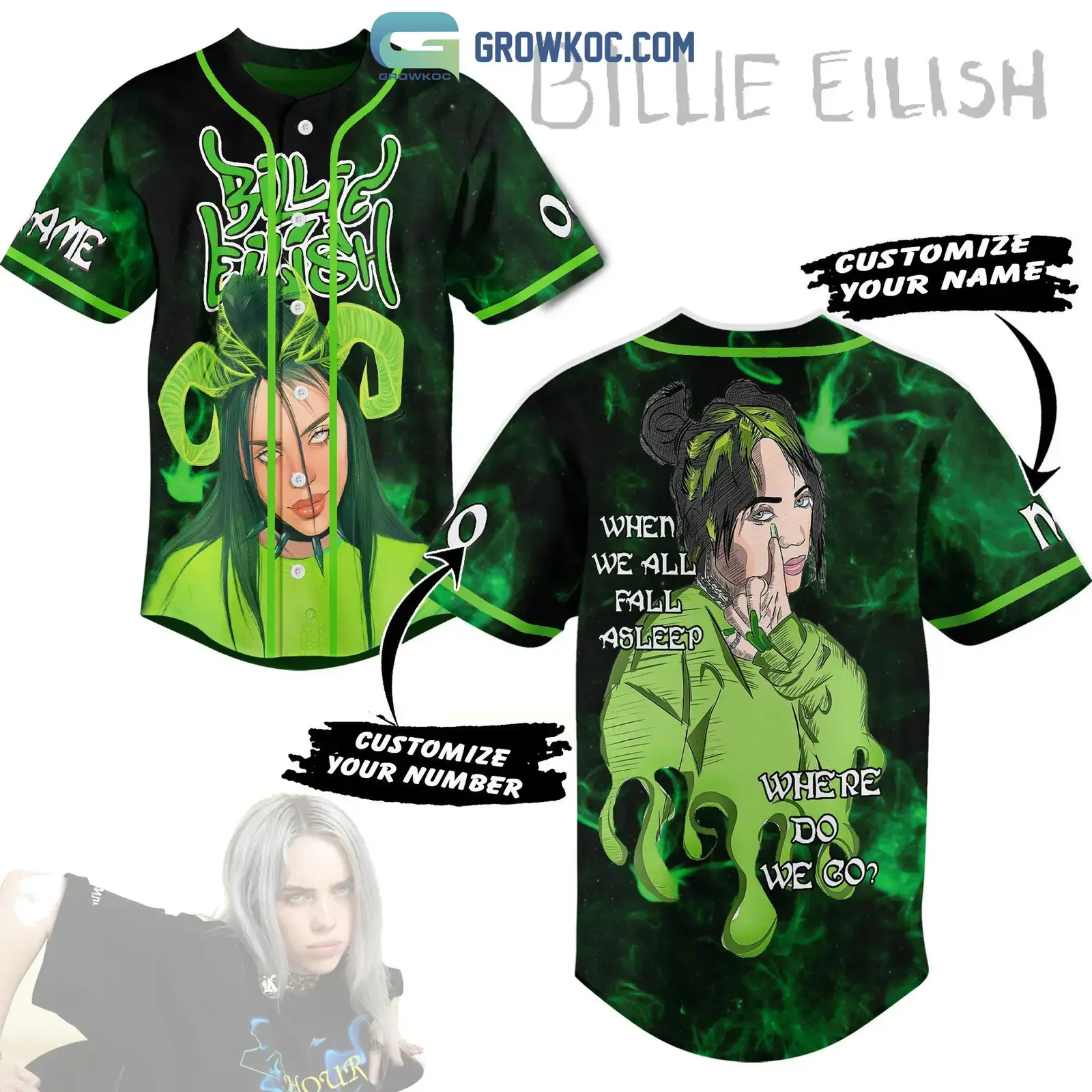 Billie Eilish When We All Fall Asleep Where Do We Go Personalized Baseball Jersey Image