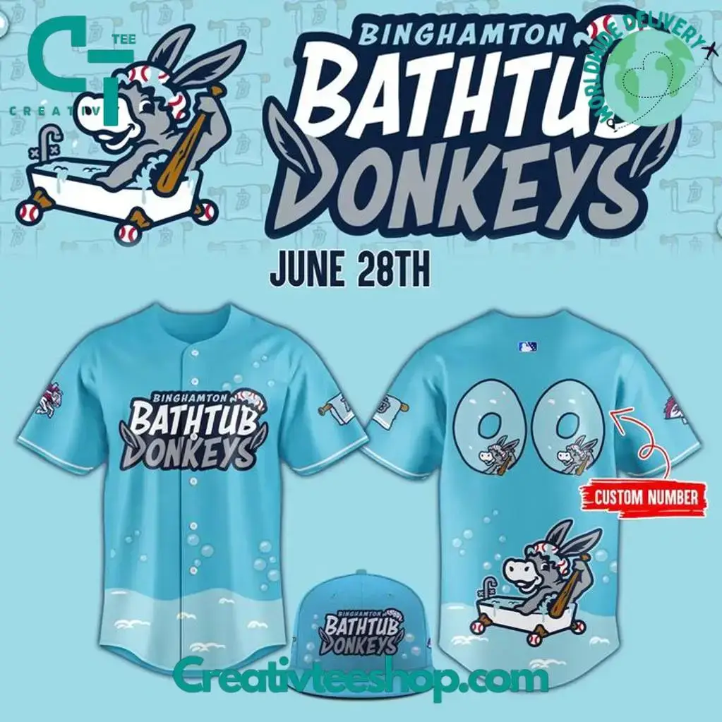 Binghamton Rumble Ponies X Bathtub Donkeys Personalized Baseball Jersey Image