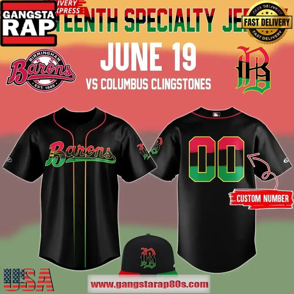 Birmingham Barons x 2025 Juneteenth Day Custom Number Baseball Jersey Shirt Image