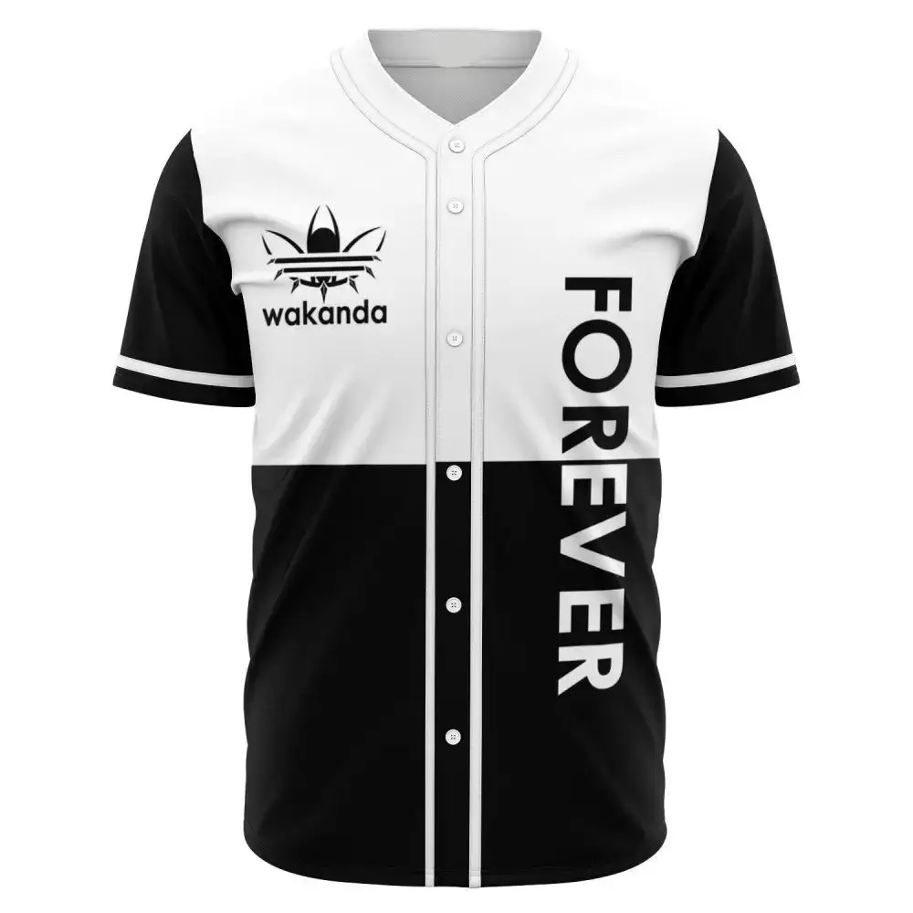 Black & White 'Forever' Baseball Jersey - Wakanda Style , Unisex Sport Shirt Image