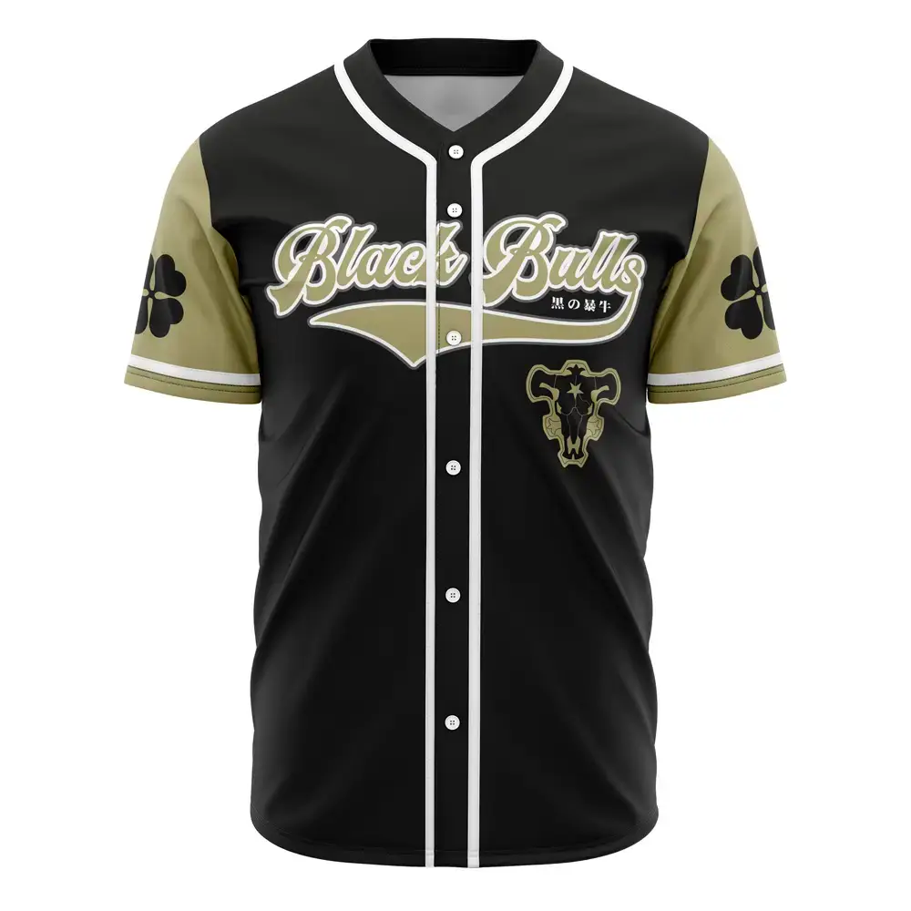 Black Bulls Baseball Jersey - Stylish & Comfortable Fan Apparel Image