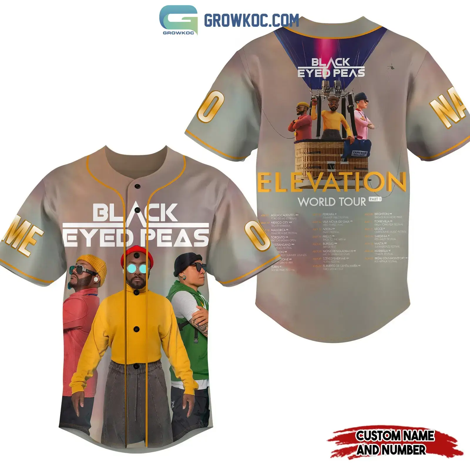 Black Eyed Peas Elevation World Tour 2023 Personalized Baseball Jersey Image