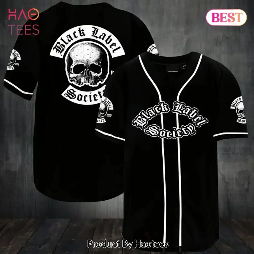 Black Label Society Skull Baseball Jersey - Premium Gothic Style Tee For Rock Fans Image