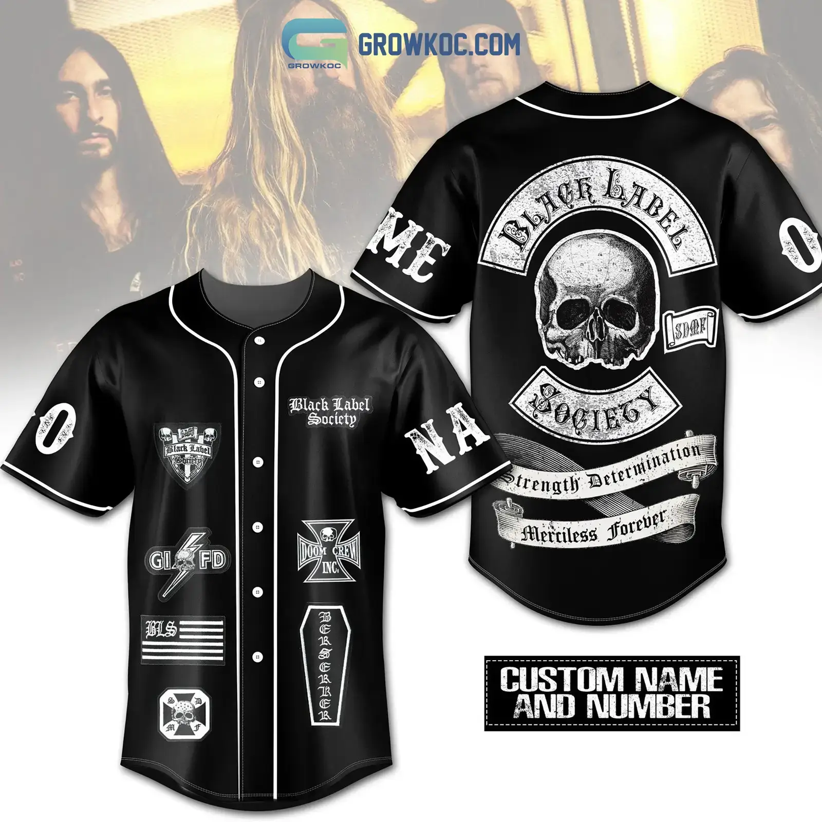Black Label Society Strength Determination Merciless Forever Personalized Baseball Jersey Image