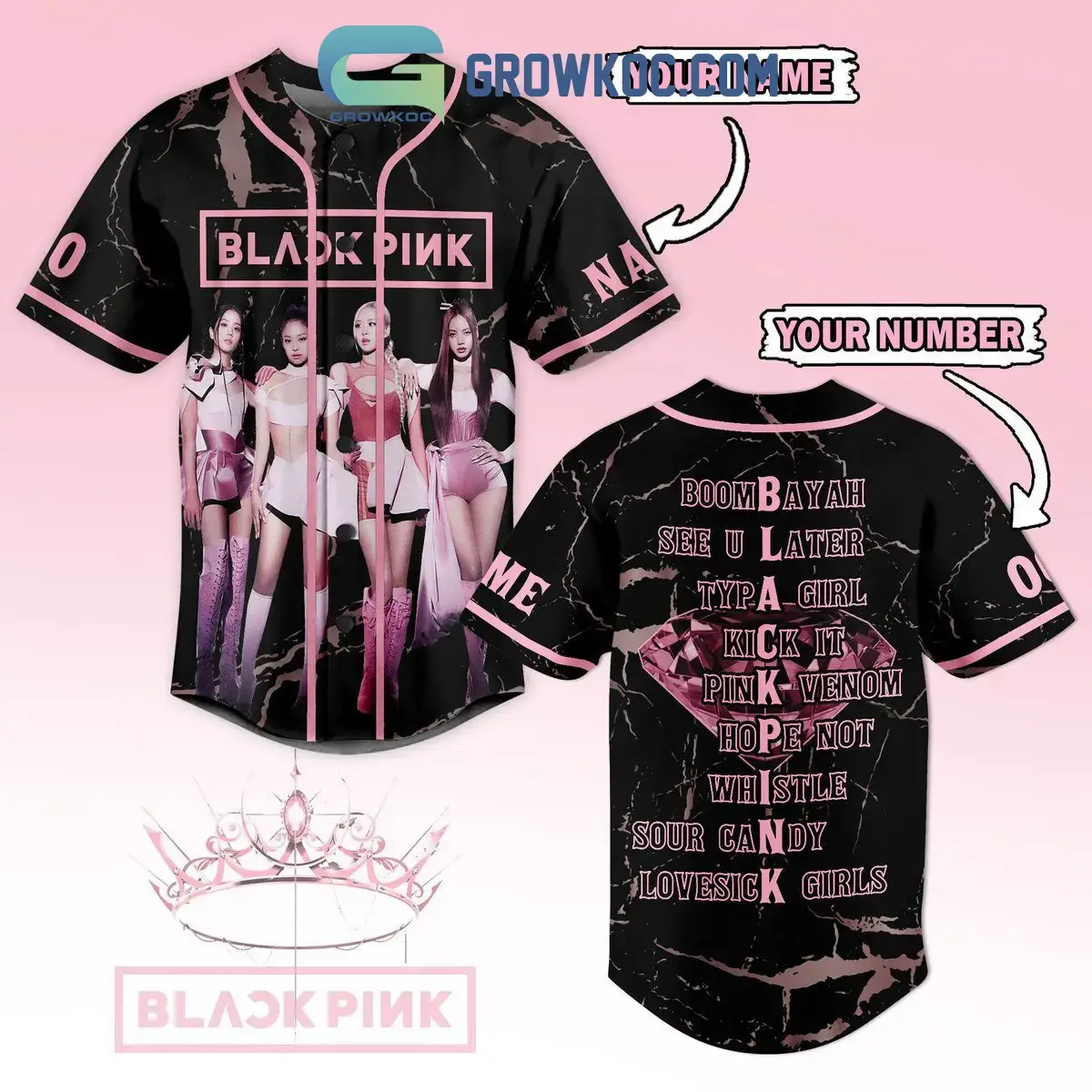 Black Pink All Album Personalized Baseball Jersey Image