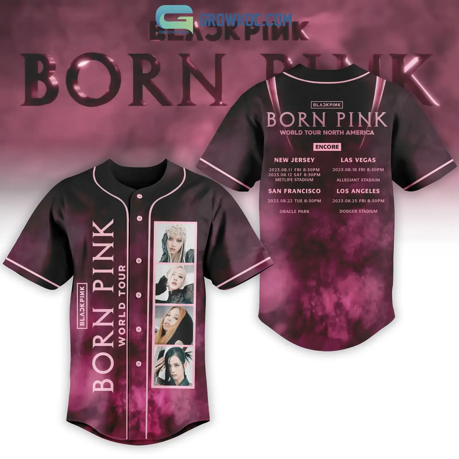 Black Pink Born Pink World Tour North America Baseball Jersey Image