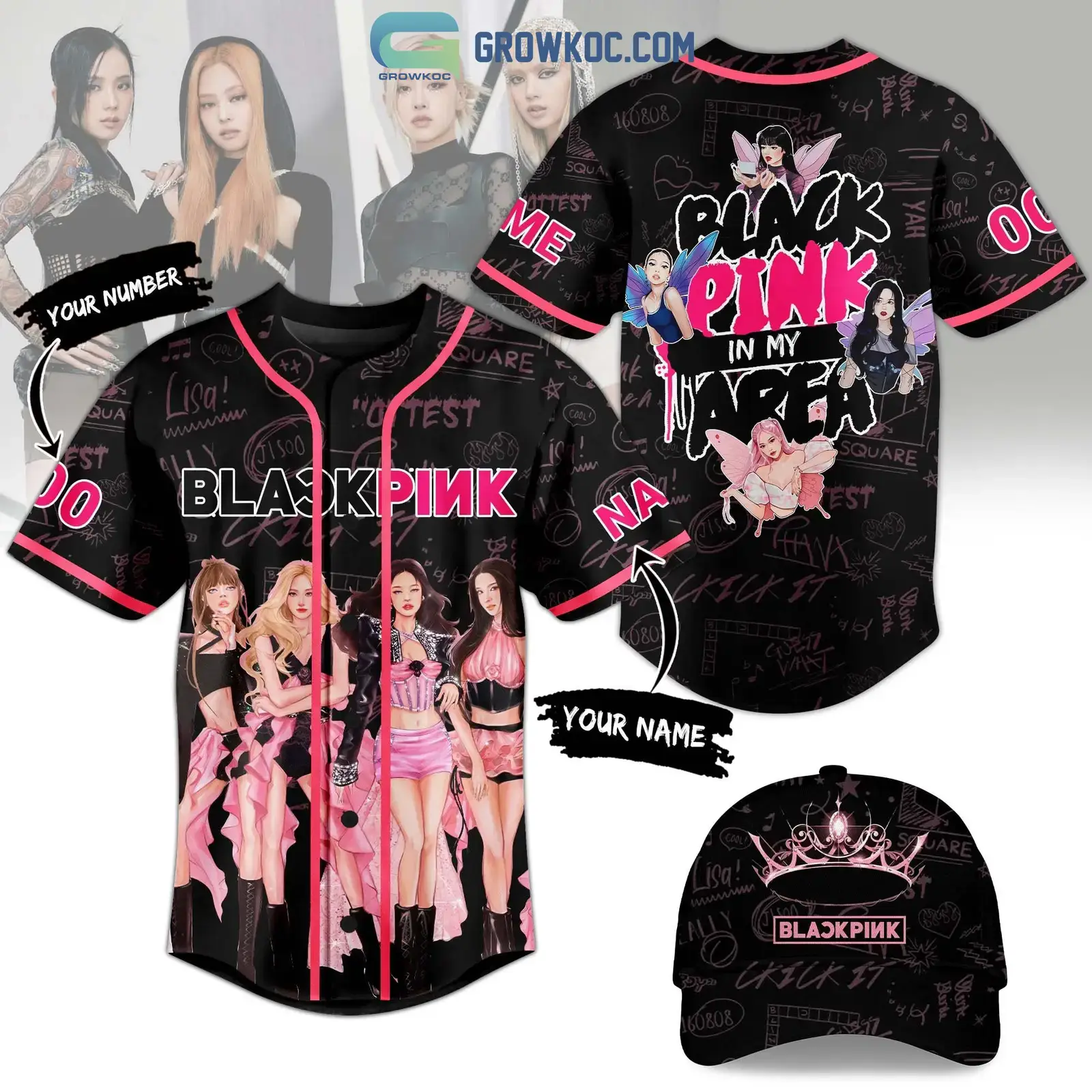 Black Pink In My Area Personalized Baseball Jersey Image