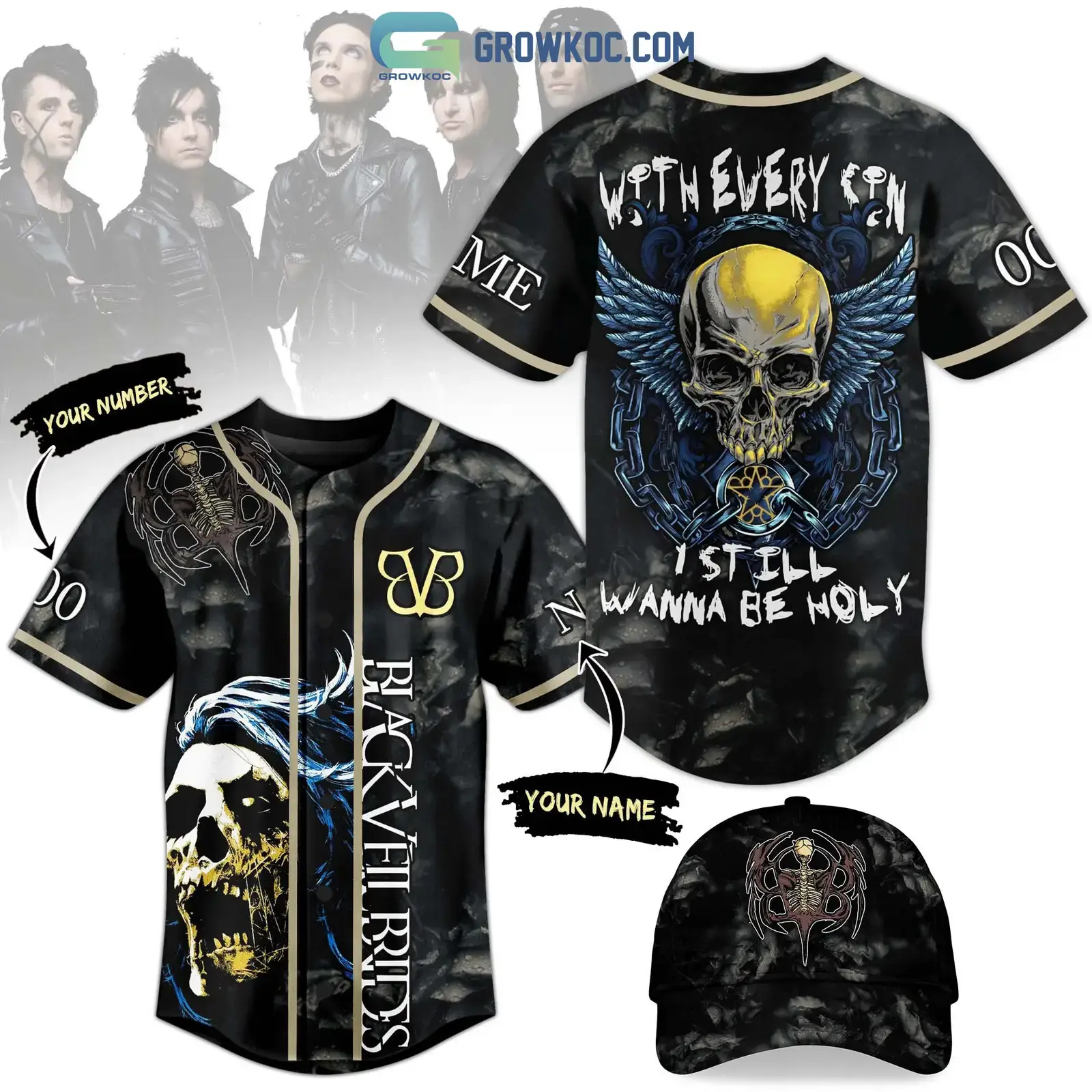 Black Veil Brides With Every Sin I Still Wanna Be Holy Personalized Baseball Jersey Image
