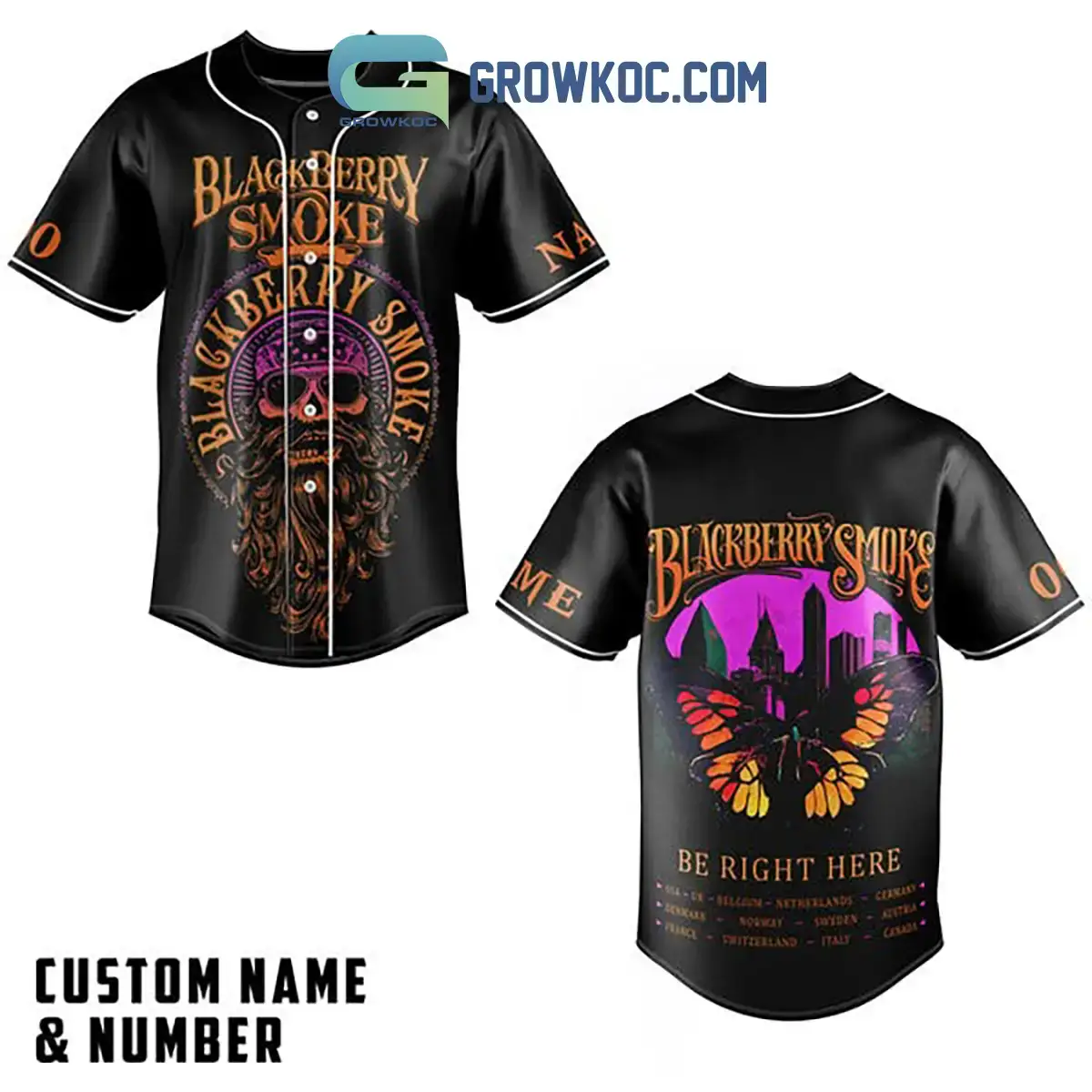 Blackberry Smoke Be Right Here Black Design Personalized Baseball Jersey Image
