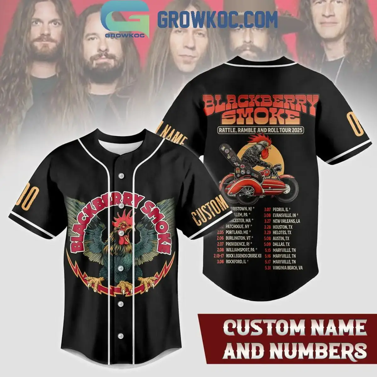 Blackberry Smoke Rattle Ramble And Roll Tour 2025 Baseball Jersey Image