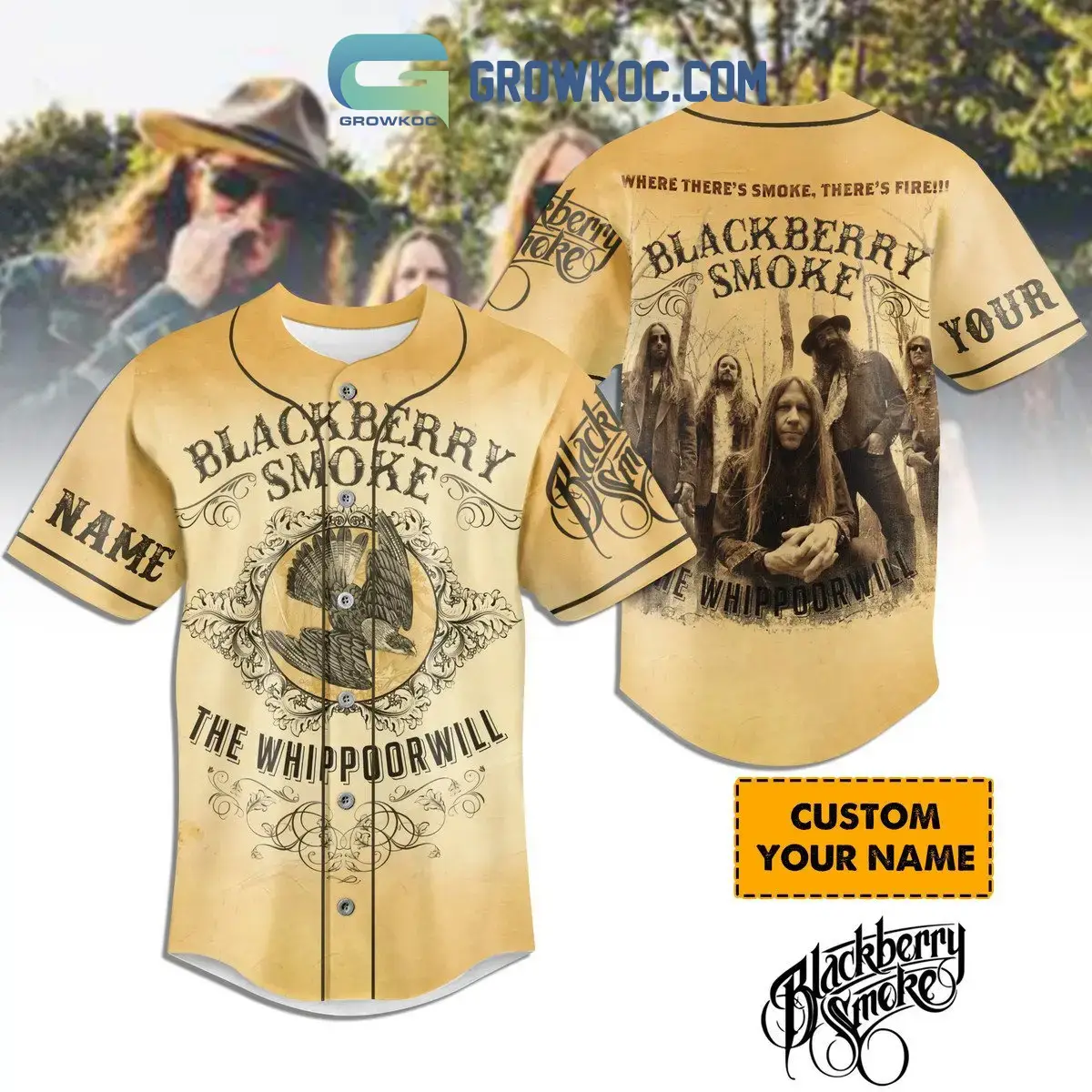 Blackberry Smoke The Whippoorwill Where There's Smoke There's Fire Personalized Baseball Jersey Image