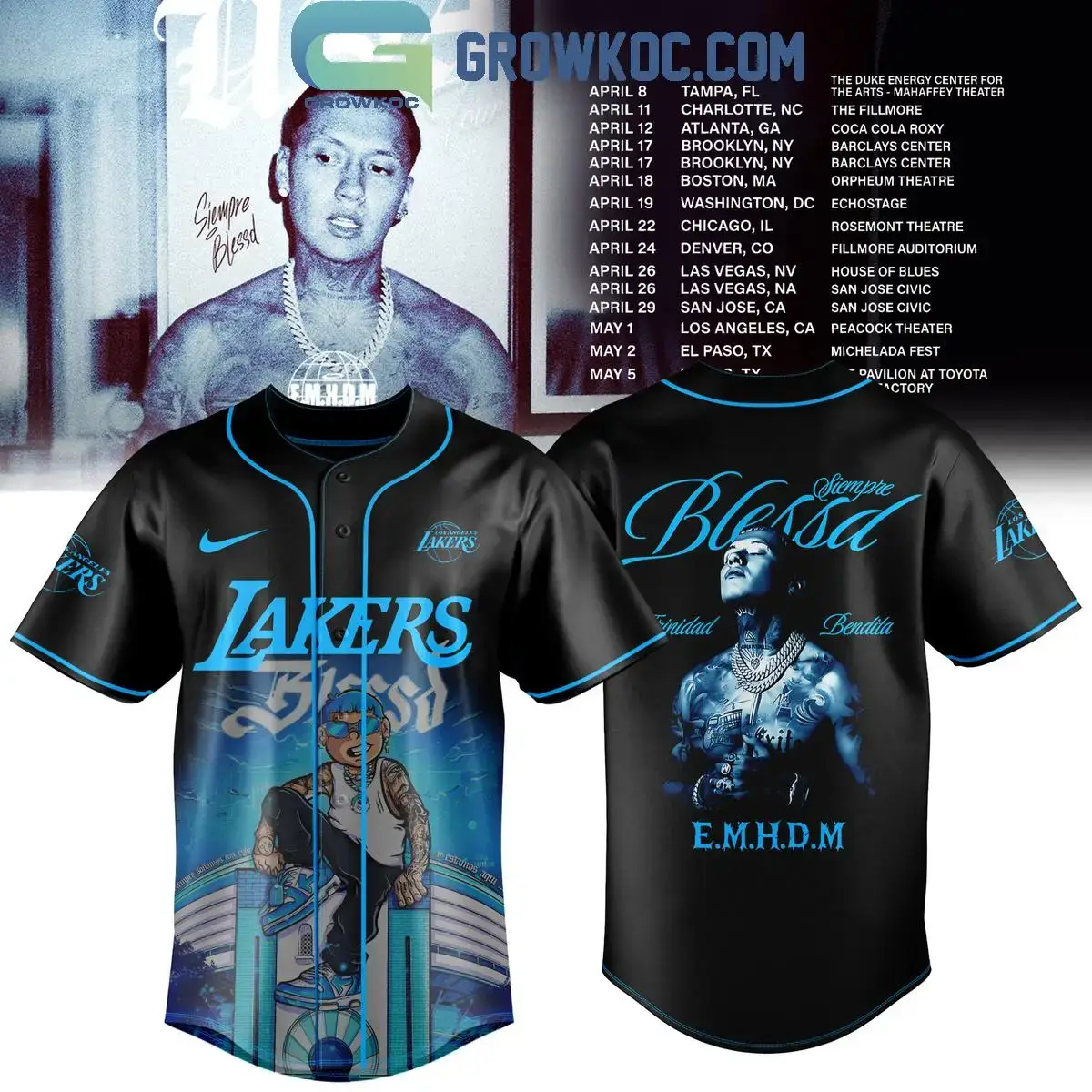 Blessd E.M.H.D.M Tour x Los Angeles Lakers 2026 Jersey Image
