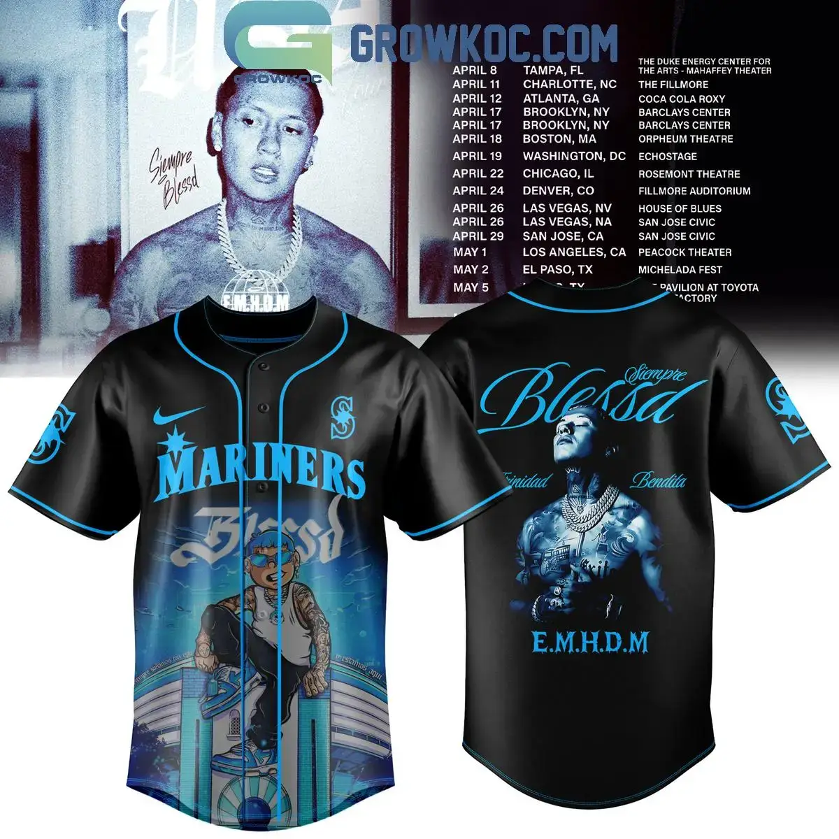 Blessd E.M.H.D.M Tour x Seattle Mariners 2026 Jersey Image