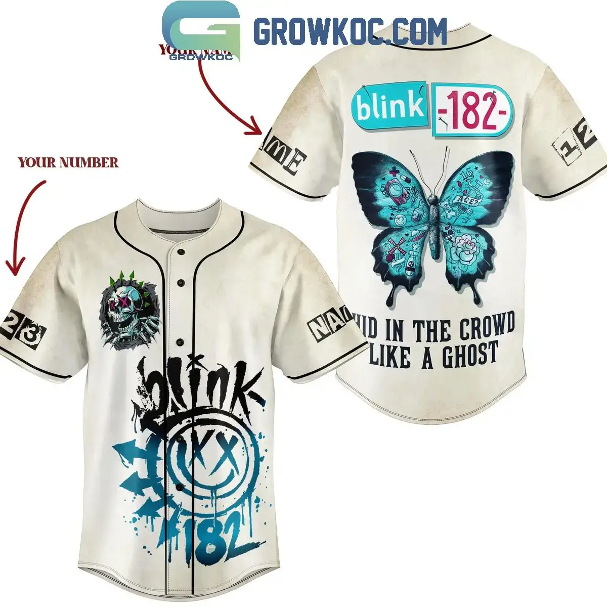 Blink 182 Hid In The Crowd Like A Ghost Personalized Baseball Jersey Image