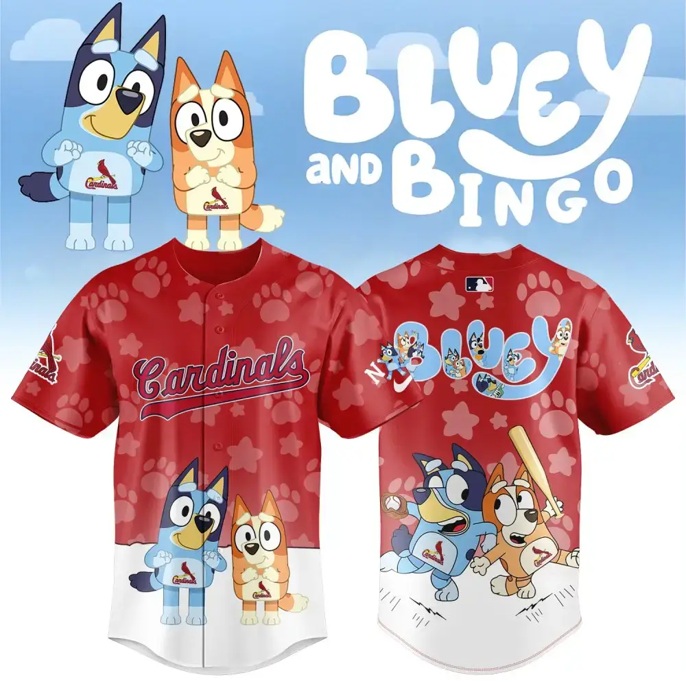 Bluey & Bingo Cardinals Baseball Jersey – Official Kids' Sportswear Gift Image