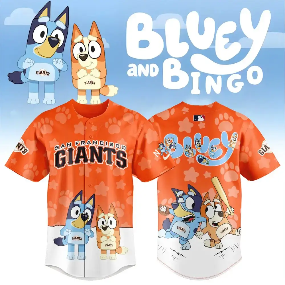 Bluey & Bingo San Francisco Giants Kids Jersey - Fun & Playful Design! Image