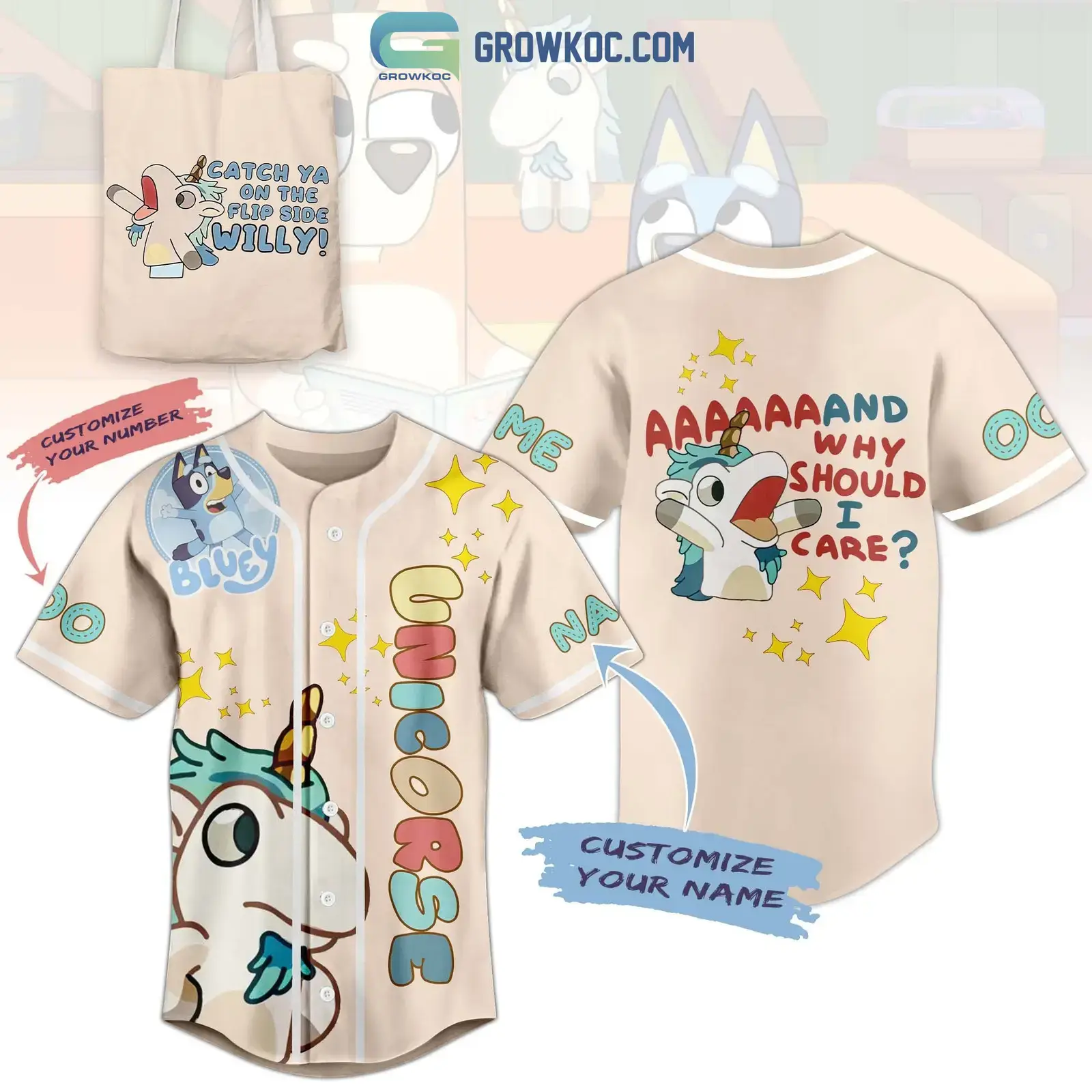 Bluey Unicorse And Why Should I Care Personalized Baseball Jersey Image