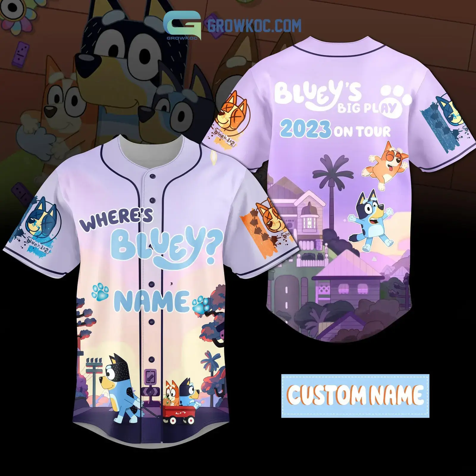 Bluey's Big Play 2023 On Tour Custom Name Baseball Jersey Image
