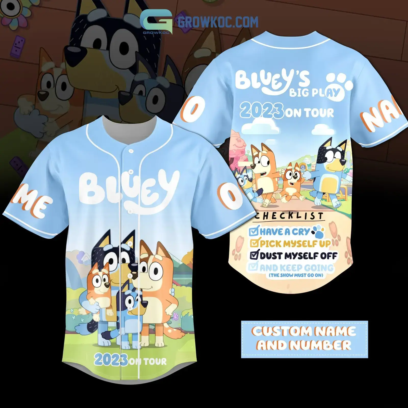 Bluey's Big Play 2023 On Tour Personalized Baseball Jersey Image