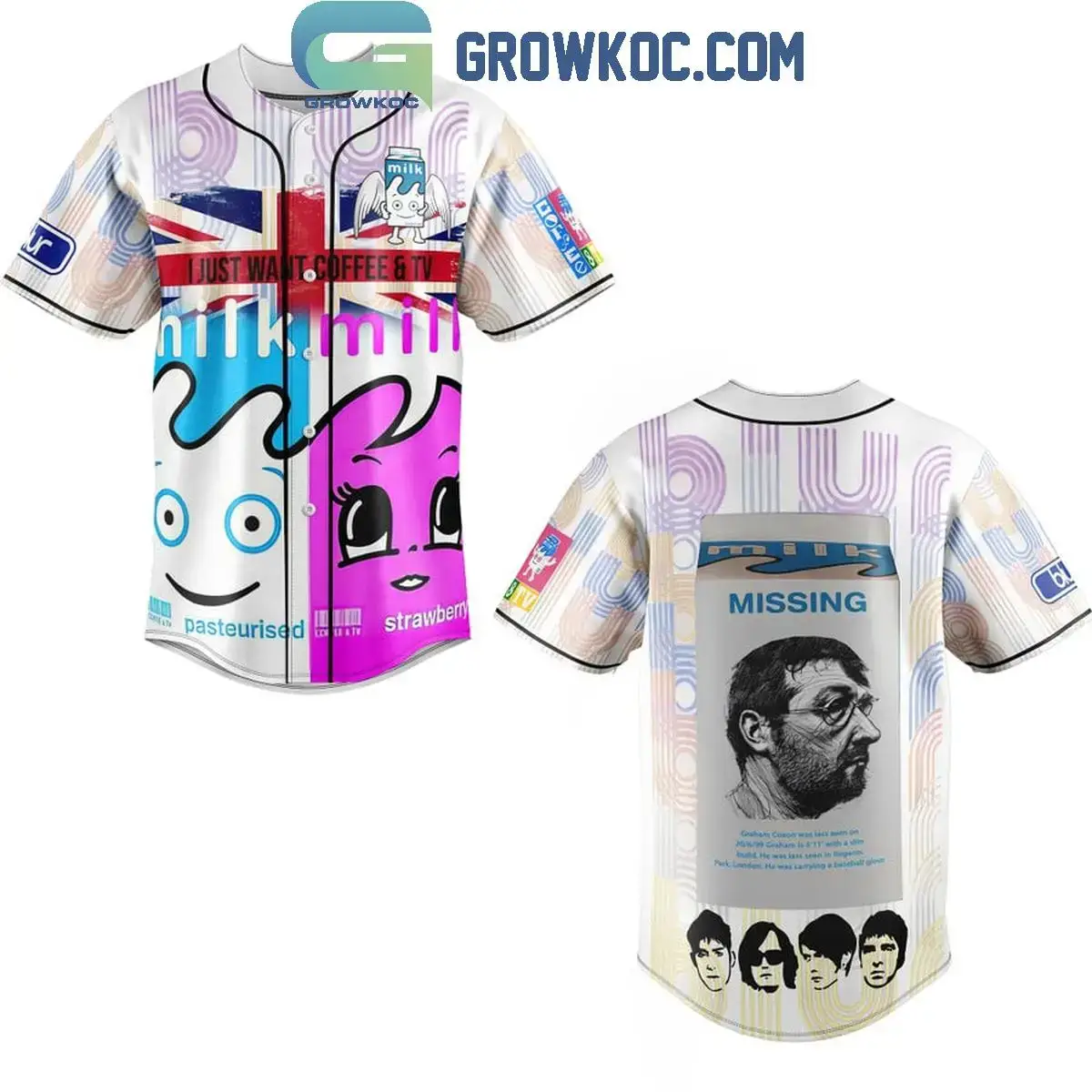 Blur Graham Coxon Missing I Just Want Coffee And TV Baseball Jersey Image
