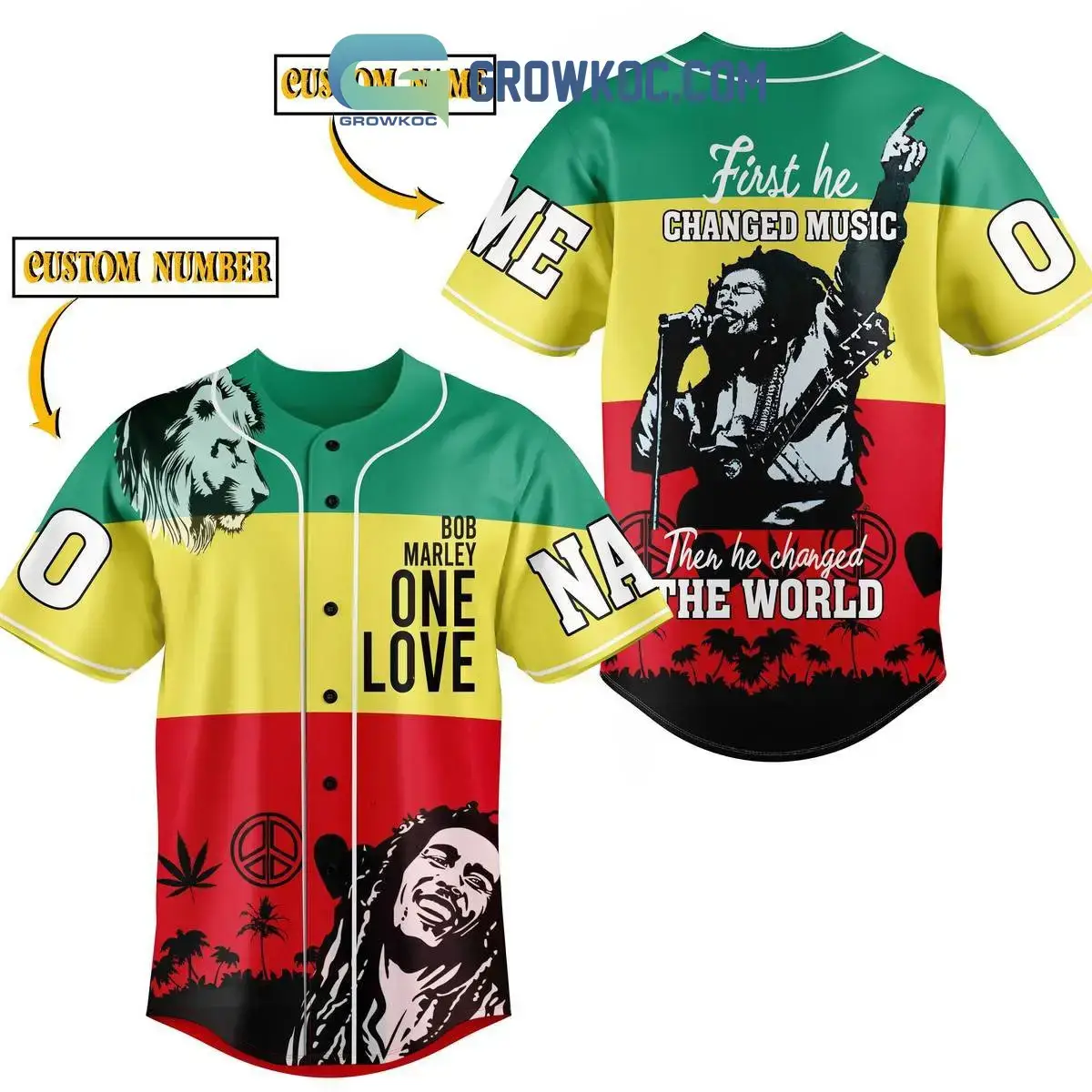 Bob Marley One Love Changed The World Personalized Baseball Jersey Image