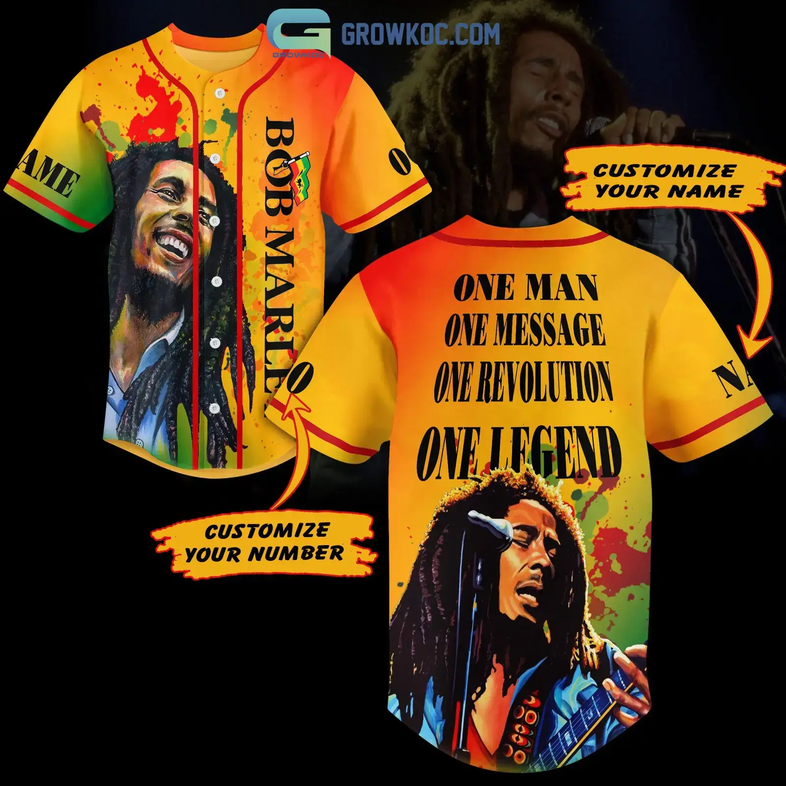 Bob Marley One Man One Message One Legend Personalized Baseball Jersey Image