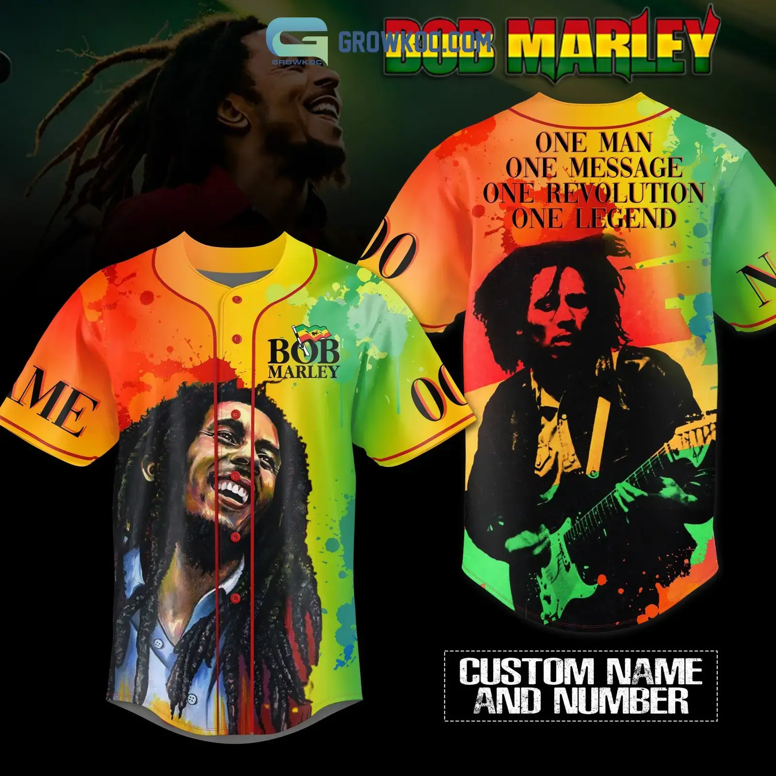 Bob Marley One Man One Message One Revolution One Legend Personalized Baseball Jersey Image