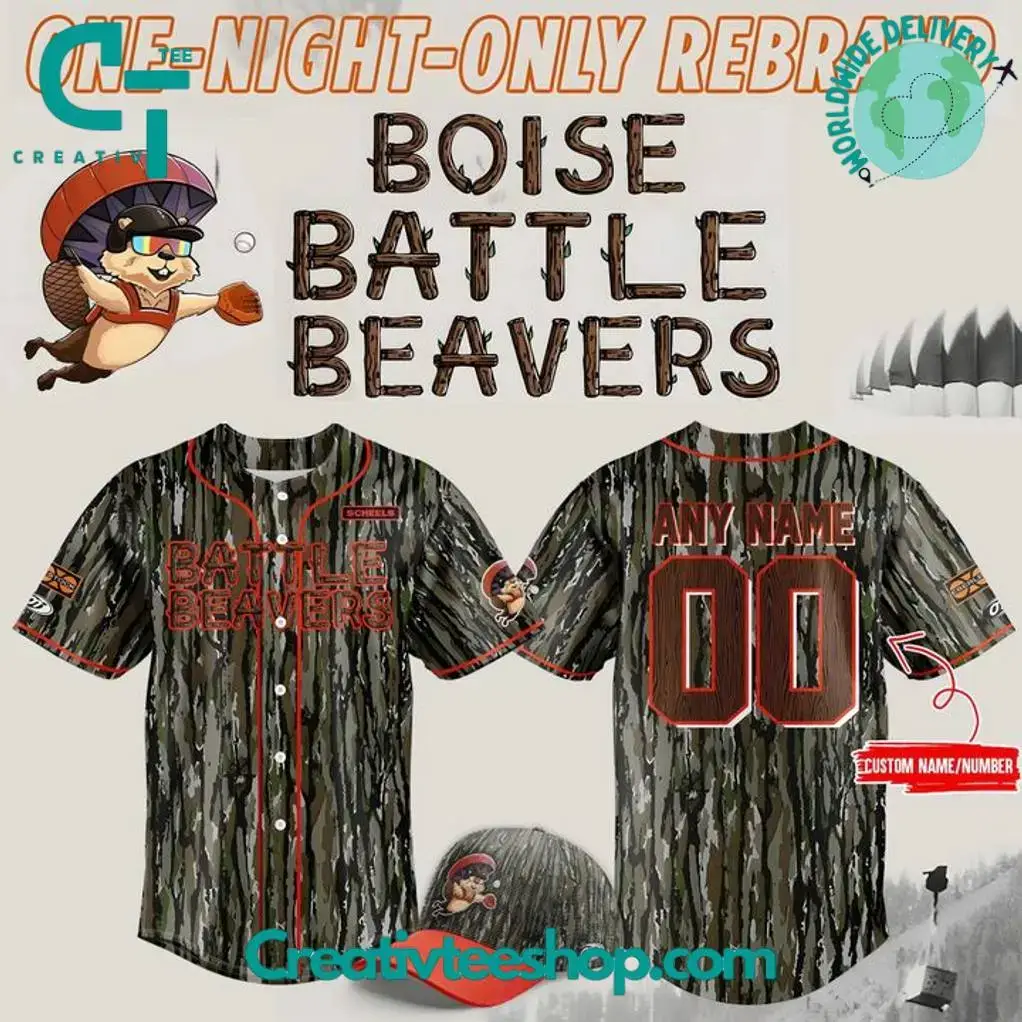 Boise Battle Beavers Baseball Camo Custom Baseball Jersey Image