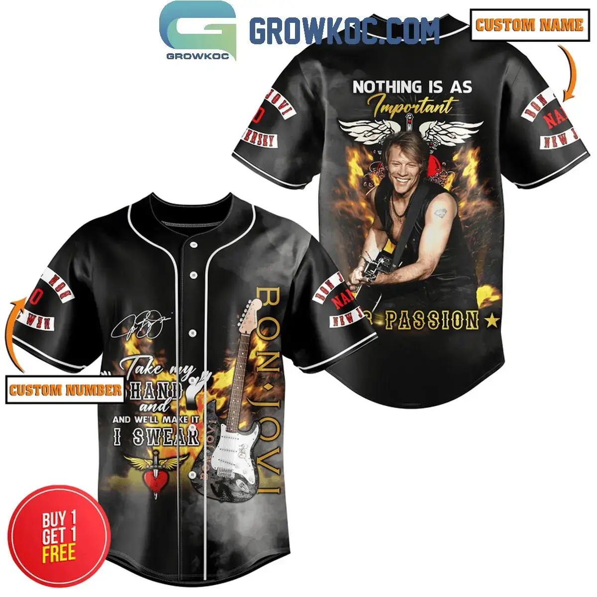 Bon Jovi Nothing Is As Important As Passion Personalized Baseball Jersey Image