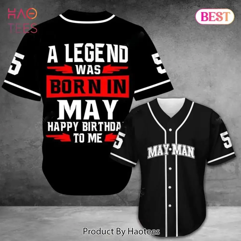 Born In May Legend Baseball Jersey - Perfect Birthday Gift For Him! Image