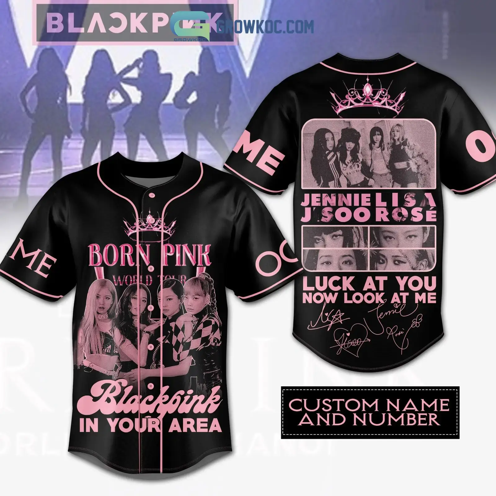 Born Pink Black Pink In Your Area Luck At You Now Look At Me Personalized Baseball Jersey Image