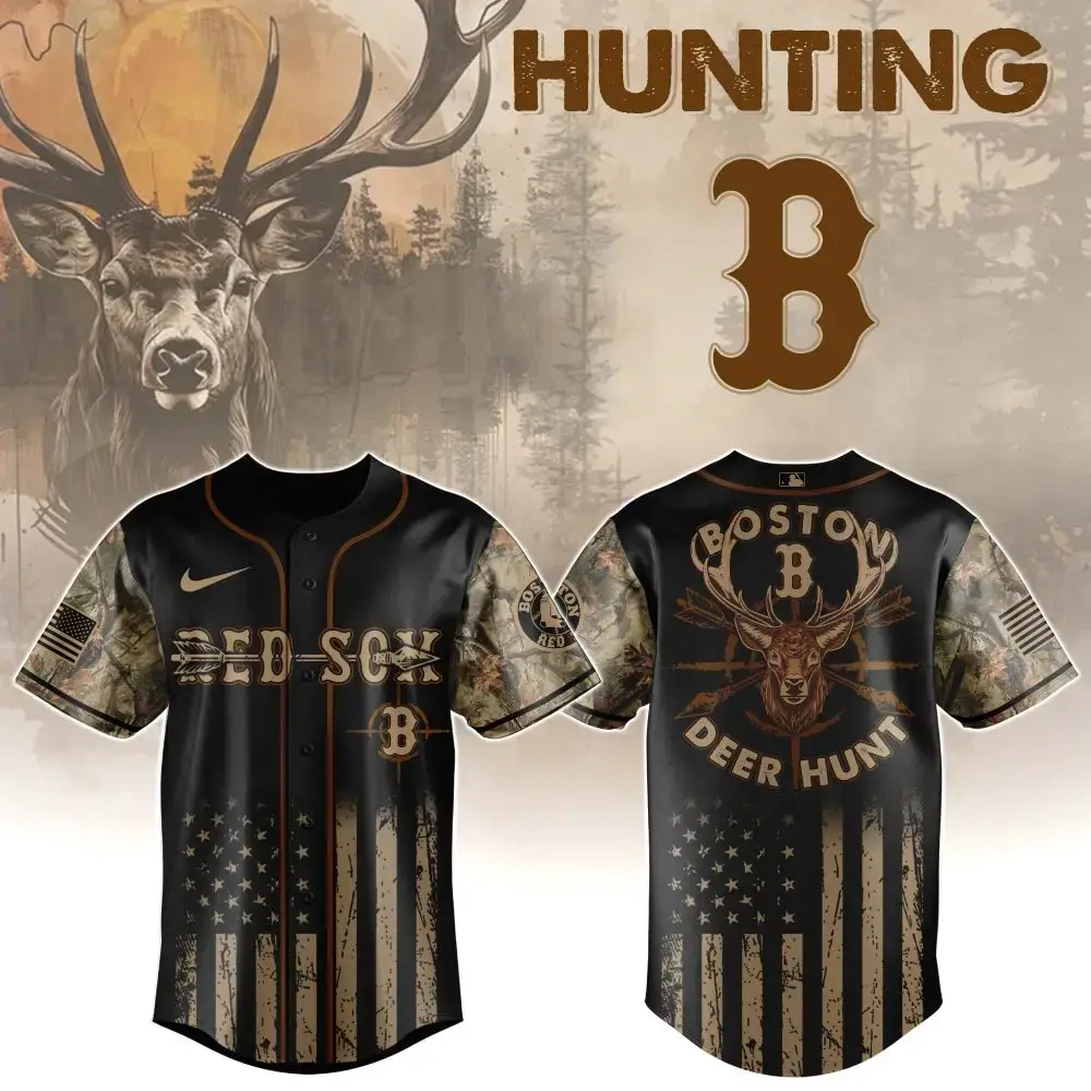 Boston Deer Hunt Camo Baseball Jersey - Limited Edition Sportswear Apparel Image