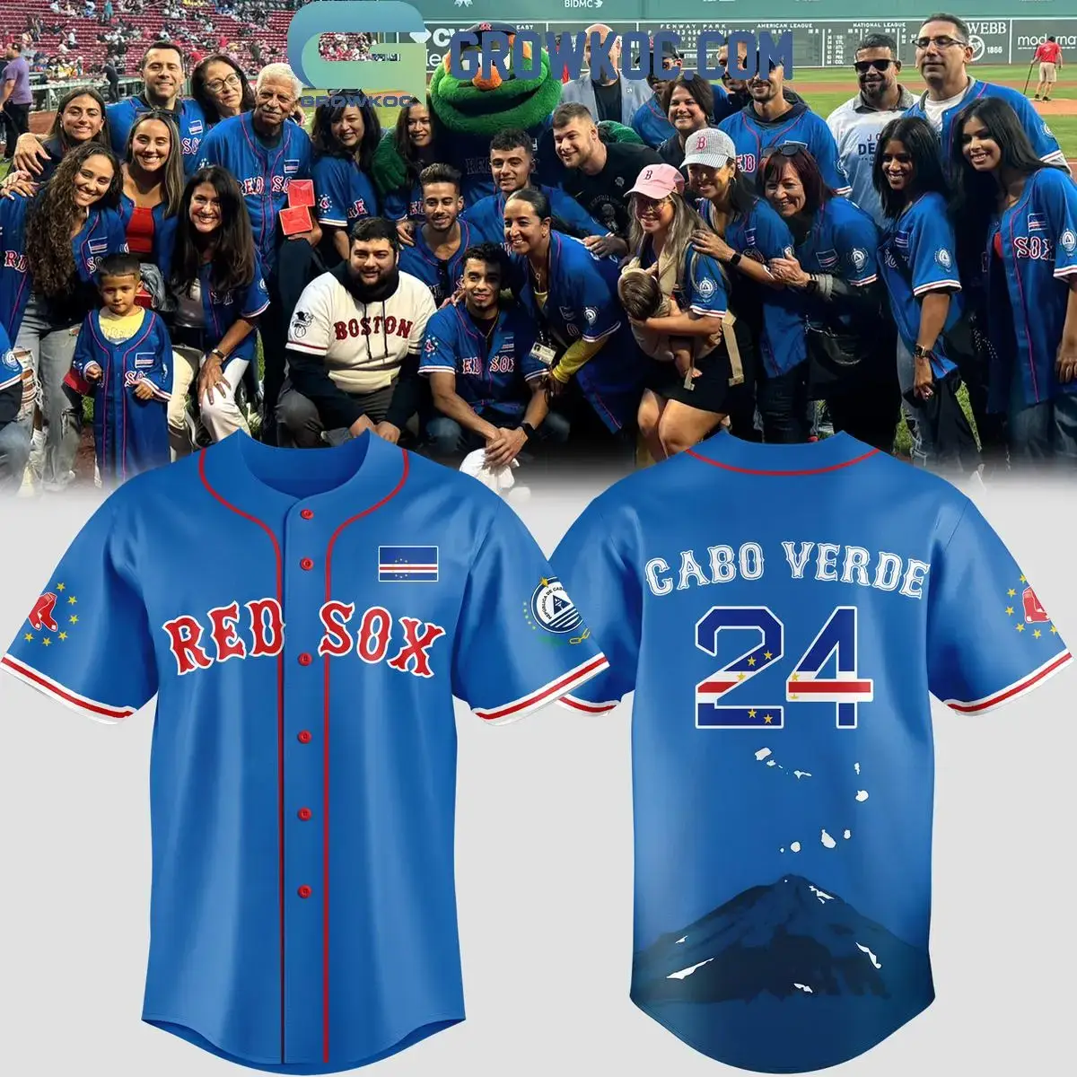 Boston Red Sox Cabo Verdean Celebration Personalized Baseball Jersey Image
