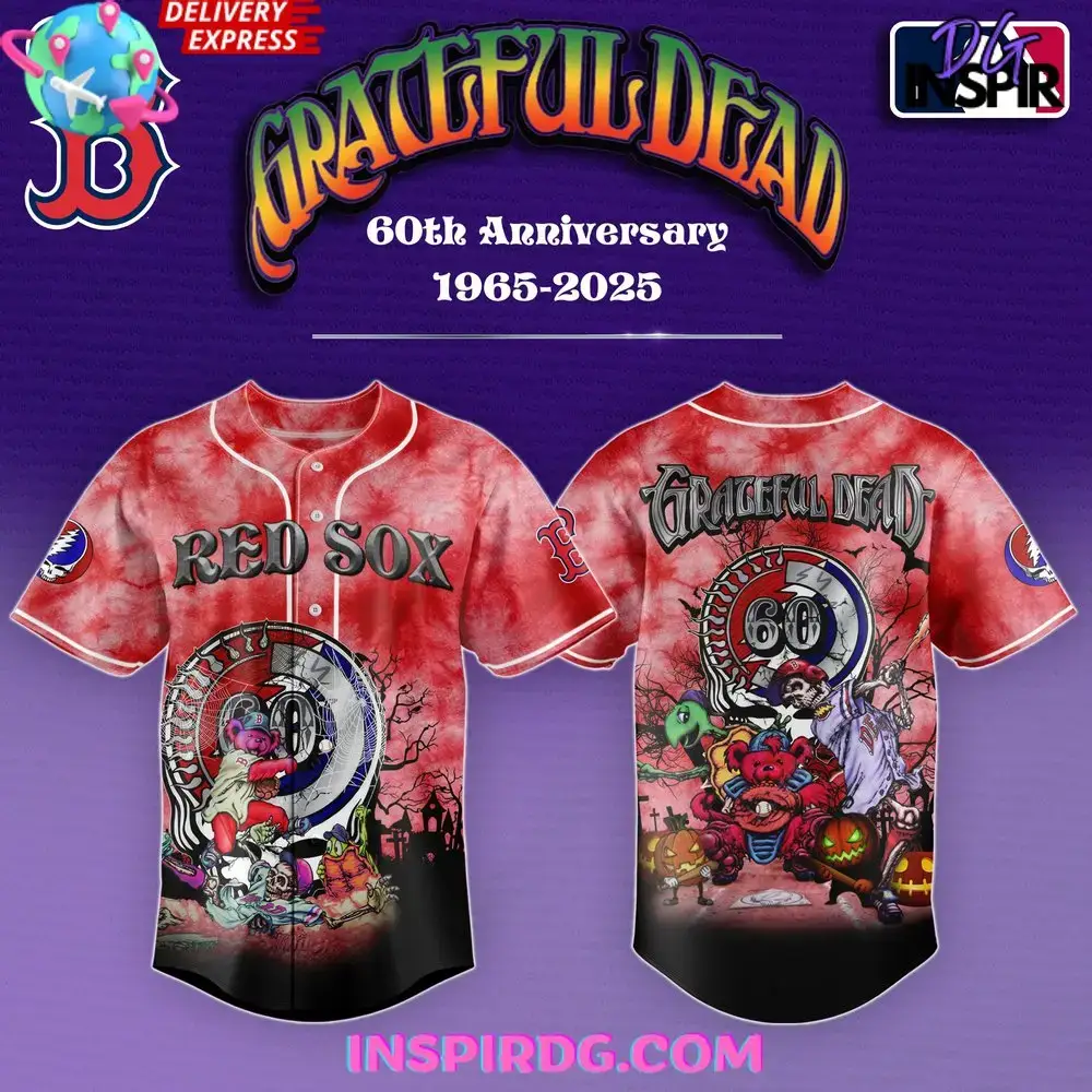 Boston Red Sox Grateful Dead 60Th Anniversary Baseball Jersey Image