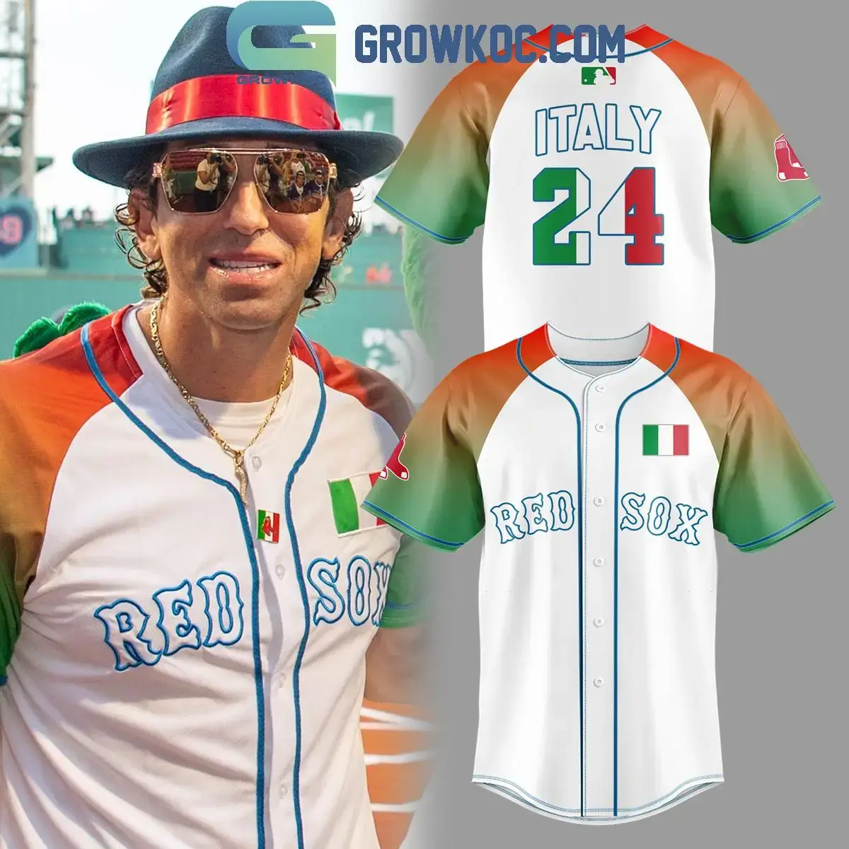 Boston Red Sox Italian Celebration Night Personalized Baseball Jersey Image