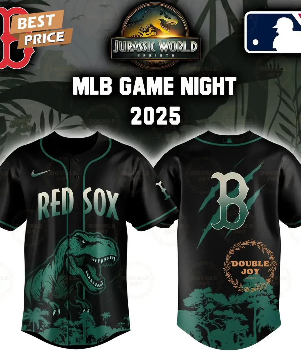Boston Red Sox Jurassic World Rebirth Game Night 2025 Special Edition Baseball Jersey Image