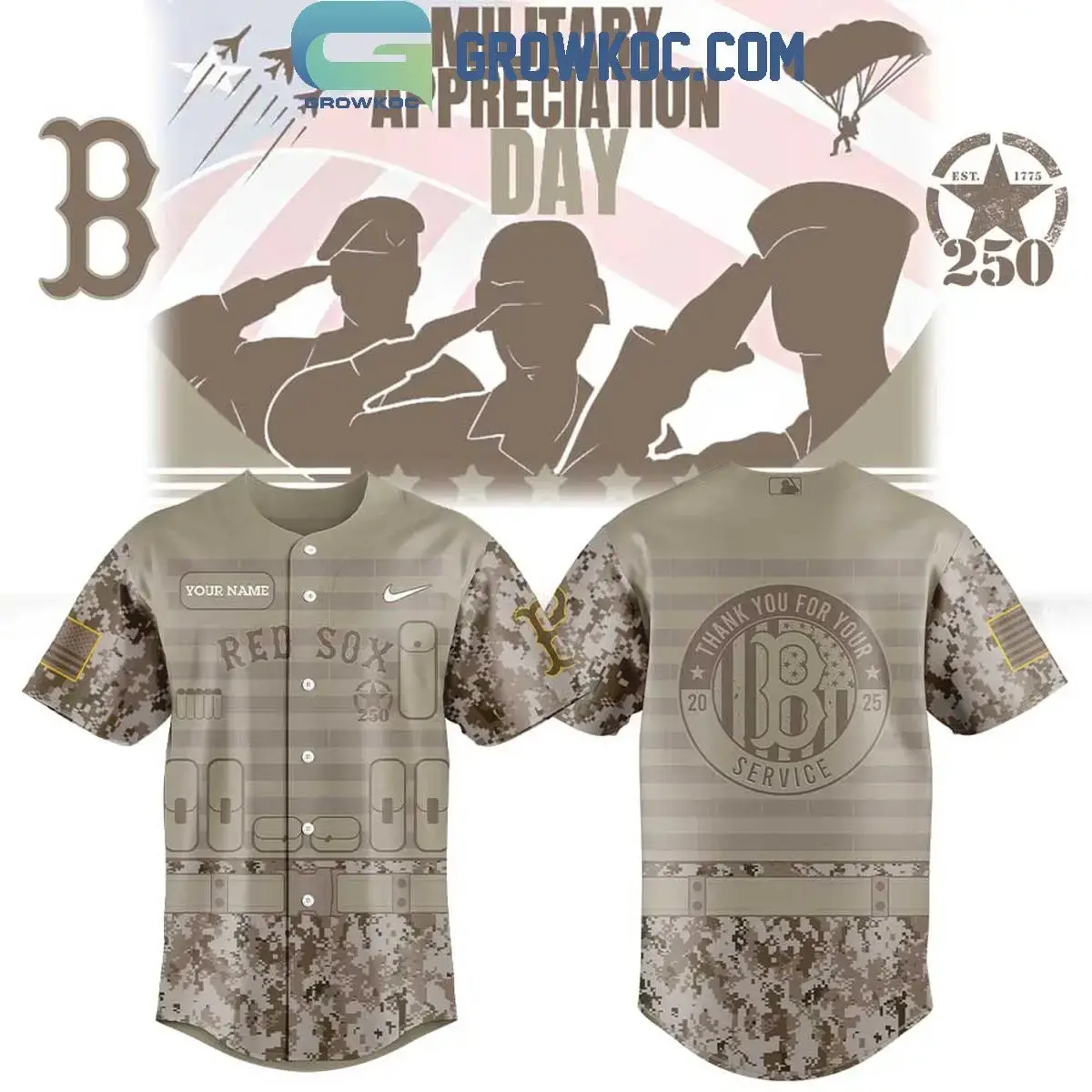 Boston Red Sox Military Appreciation 250th Anniversary 2025 Jersey Image