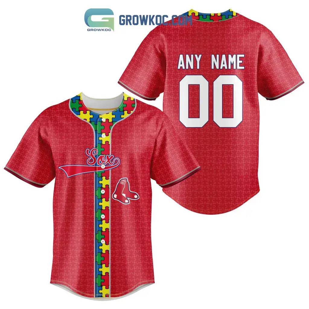 Boston Red Sox MLB Fearless Against Autism Personalized Baseball Jersey Image