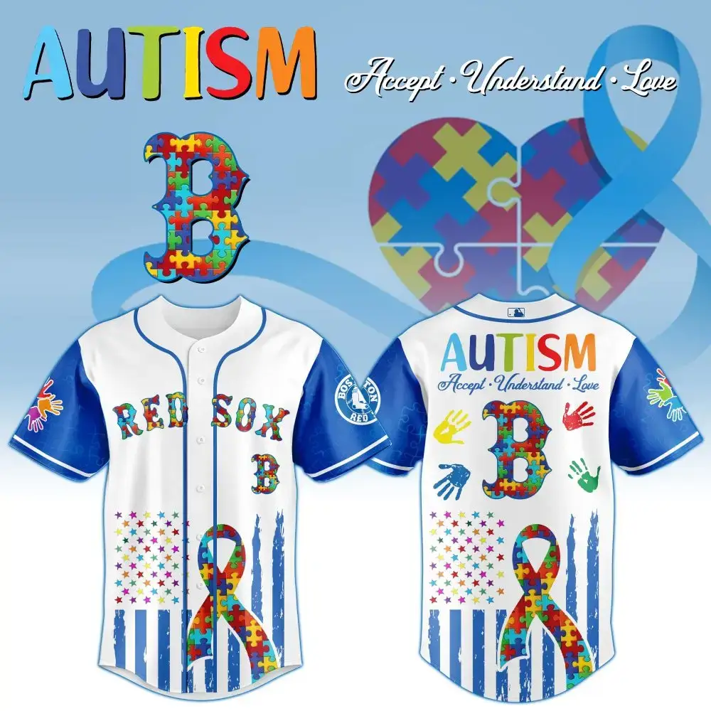 Boston Red Sox Mlb X Autism Awareness Month Baseball Jersey Image