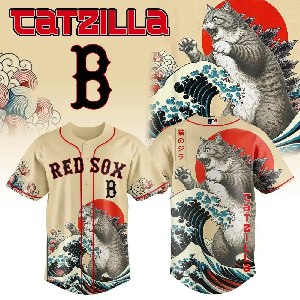 Boston Red Sox Mlb X Catzilla Style Japans Baseball Jersey Image