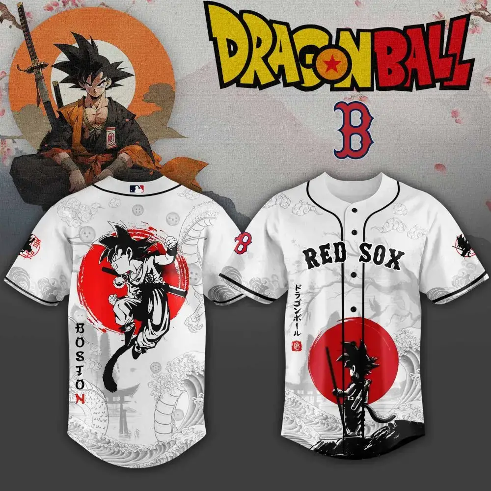 Boston Red Sox Mlb X Dragon Ball Super Saiyan Baseball Jersey Collection Image
