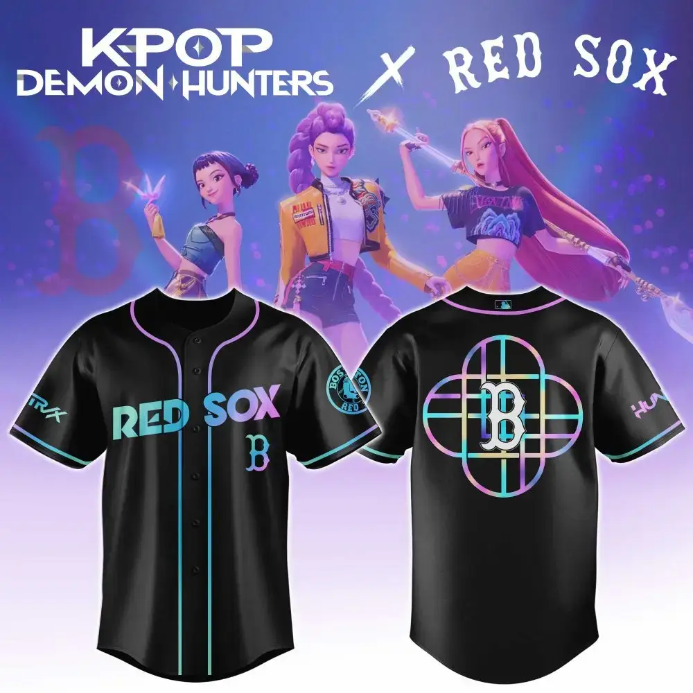 Boston Red Sox Mlb X Kpop Demon Hunters Huntrx Baseball Jersey Image