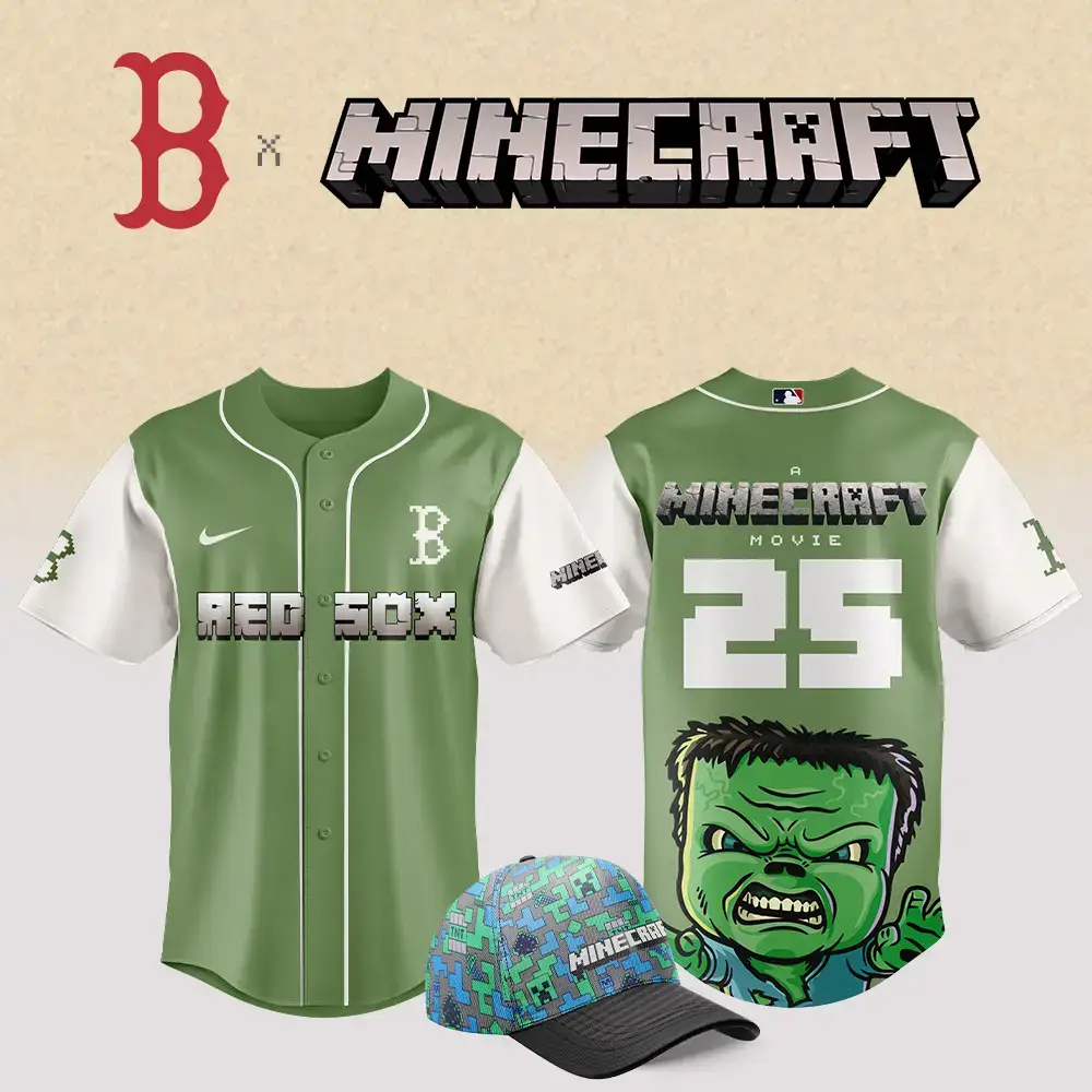 Boston Red Sox Mlb X Minecraft Movie Baseball Jersey Image