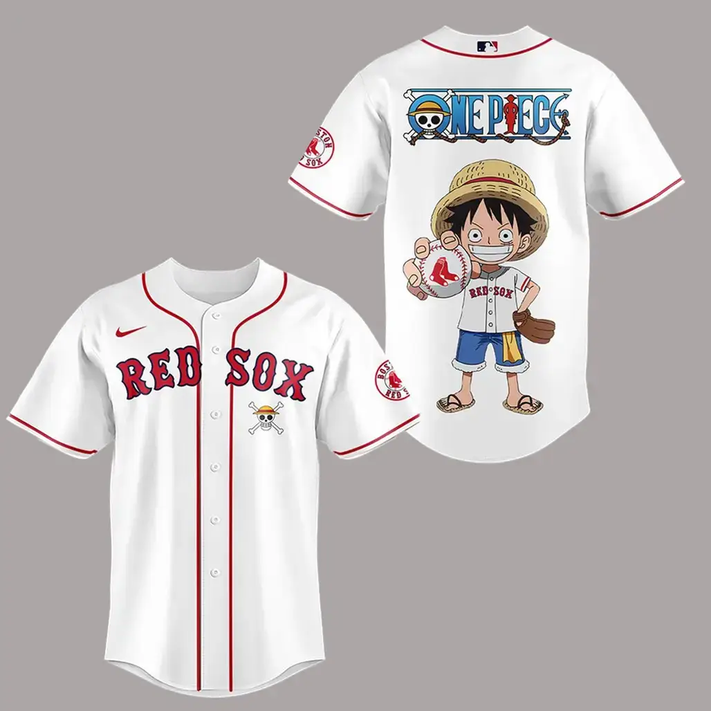 Boston Red Sox One Piece Night 2026 All White Baseball Jersey Image