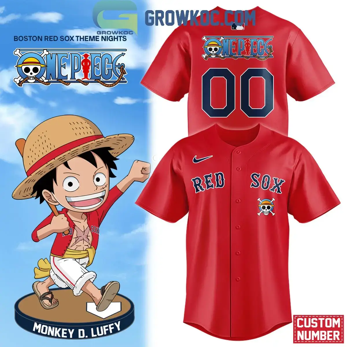 Boston Red Sox One Piece Night Personalized Baseball Jersey Image