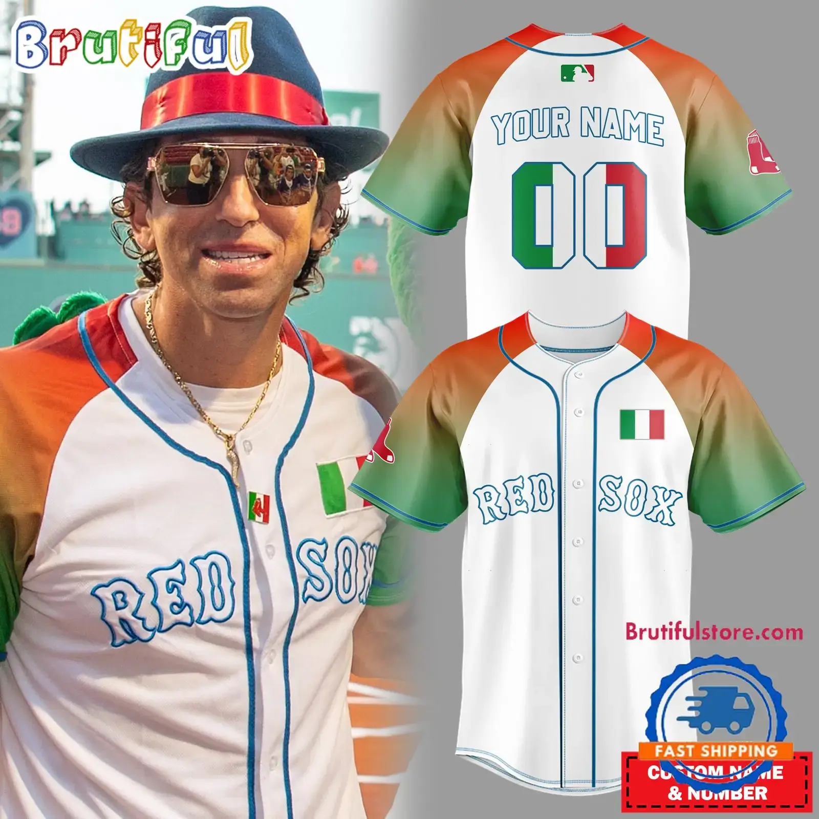 Boston Red Sox Special Italian Celebration Night Jersey Shirt Image