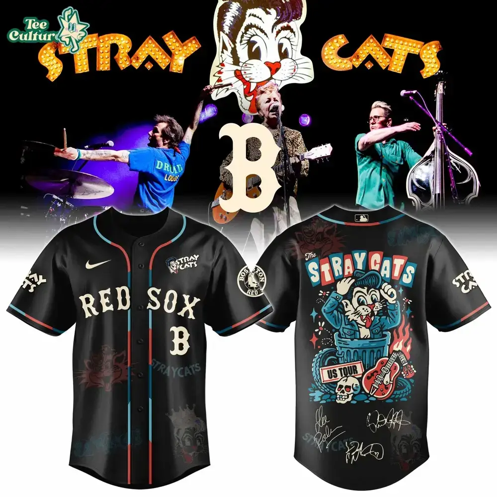 Boston Red Sox Stray Cats 2026 US Tour Inspired Baseball Jersey Image